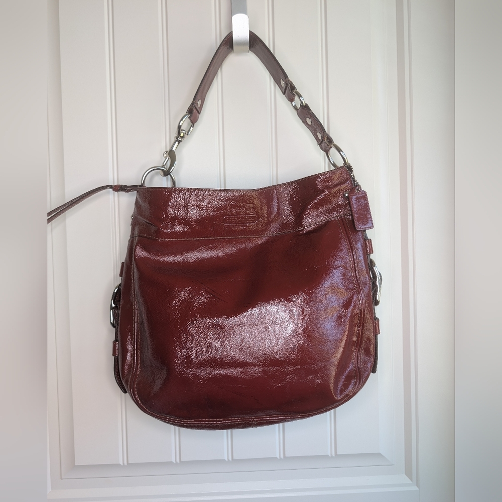 Coach Zoe Burgundy Red Leather Shoulder Bag